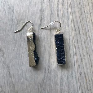 Gold and Black Crystal Hanging Earrings